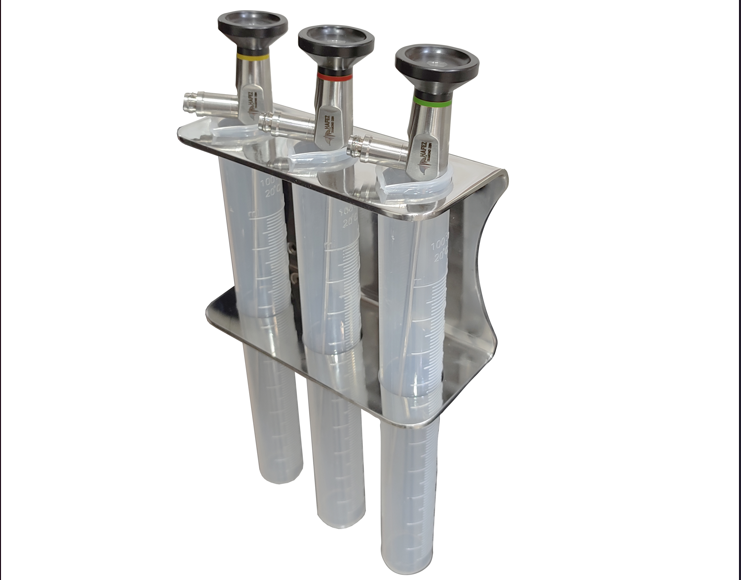 716- metal scope holder with 3 tubes