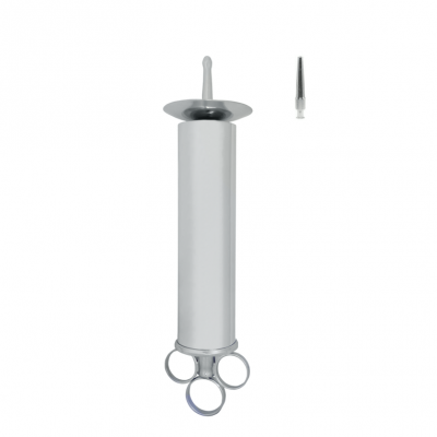 156-Ear Syringe, All Metal, Luer-Lock, With 2 Tips 150Ml
