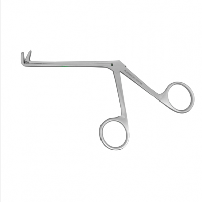 868-Struempel Ear Forceps, Working Length 8 Cm, Oval Cup-Shaped Jaws, 90ø Up Curved
